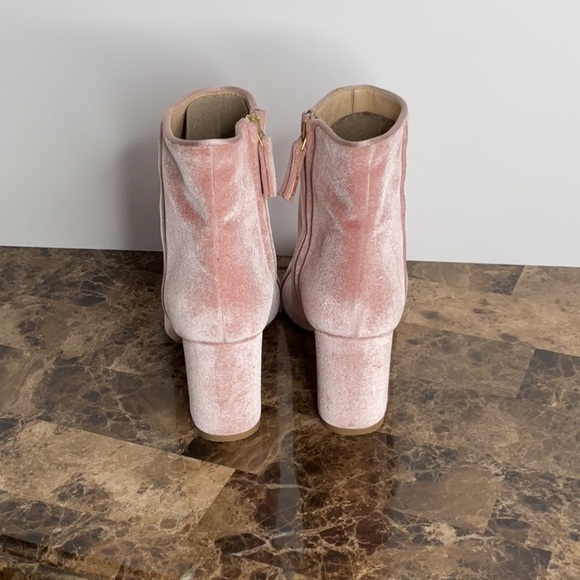 Polly Plume Pink Velvet Block Heel Boots - Picture 4 of 10